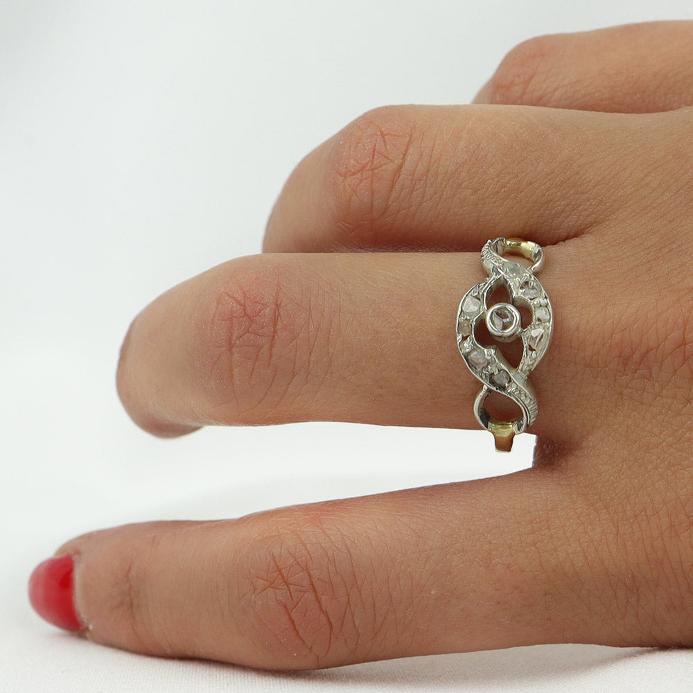 Anello antico oro e argento cod 7206