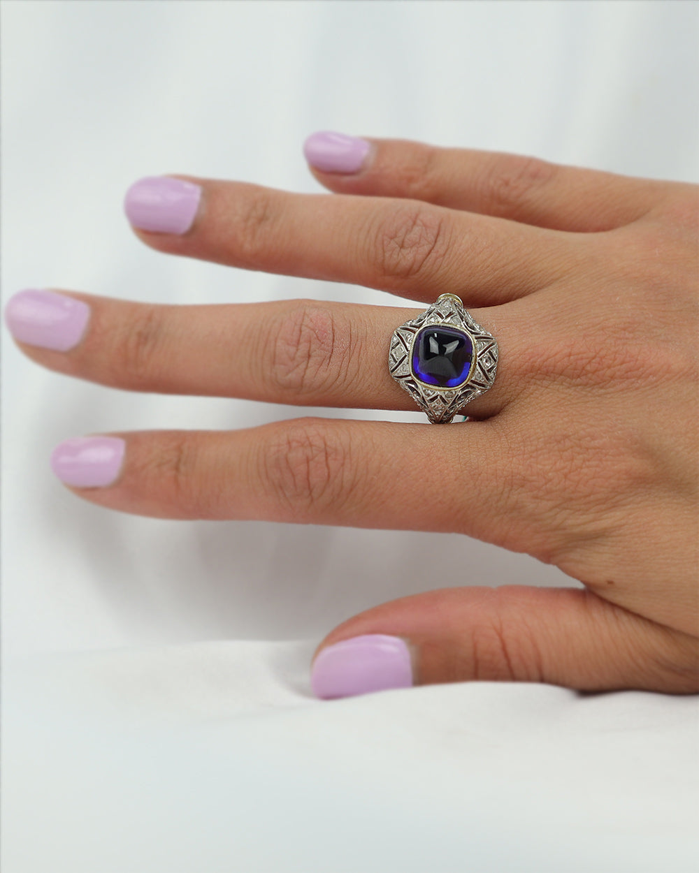 Anello Decò con Zaffiro Verneuil cod 6238