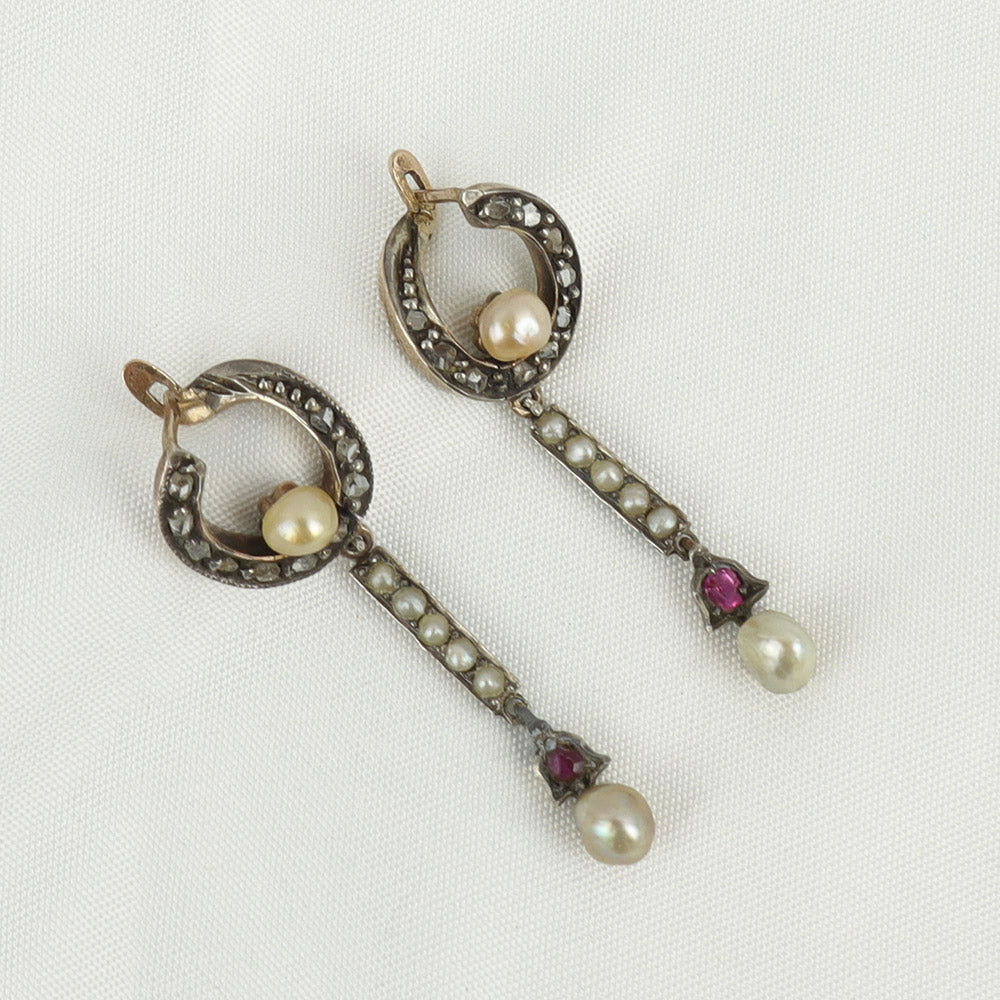 Orecchini oro giallo e argento cod 7293