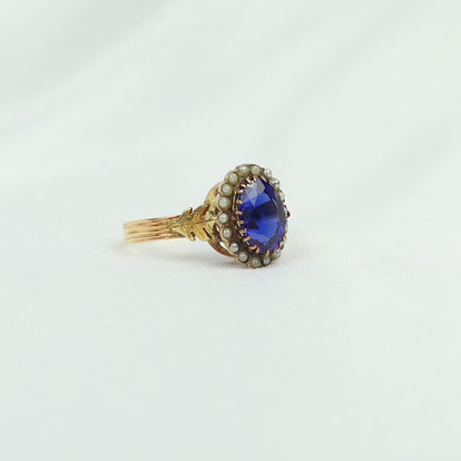 Anello blu microperle cod. 6716