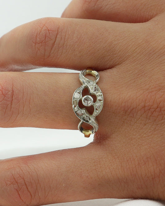 Anello antico oro e argento cod 7206